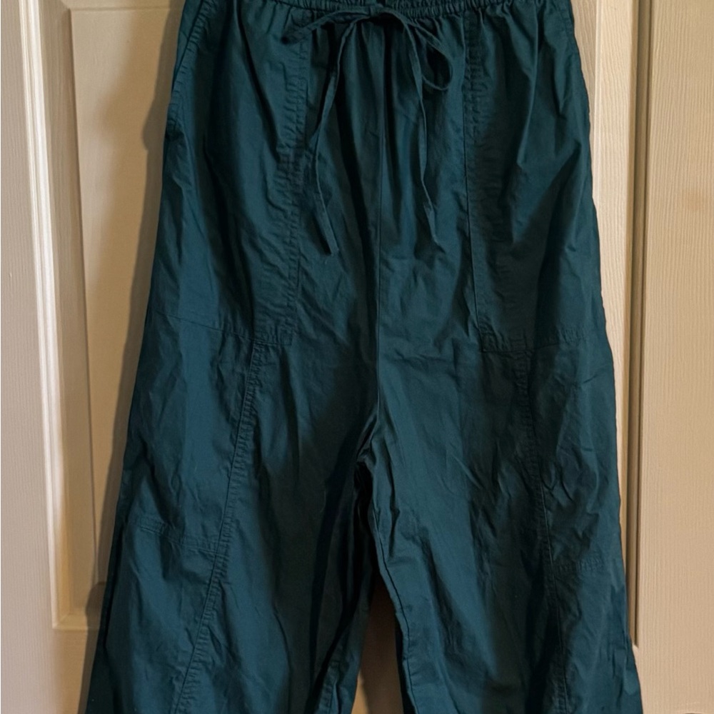 Teal Drawstring Wide-Leg Pants